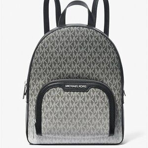 New Michael Kors Jaycee Medium Ombré Signature Logo Backpack Black